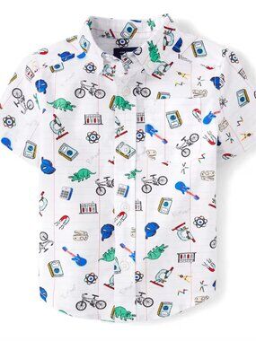 The Children’s Place Toddler Boys School Poplin Button Up Shirt - White Size: 3T